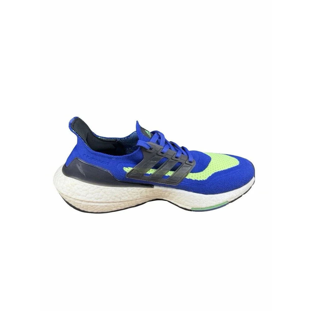 Adidas Ultraboost 21 Sonic Ink Screaming Green Blue S23873 Men's Size 8 Running - Picture 4 of 8